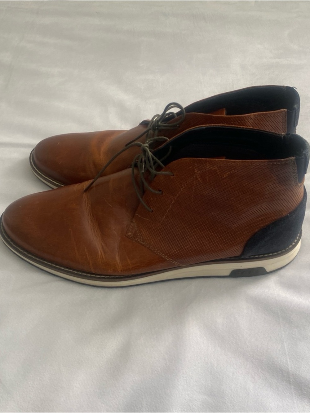 Crēvo Men’s Size 12 Leather Chukka Boots Brown Burnished Ankle Boots
